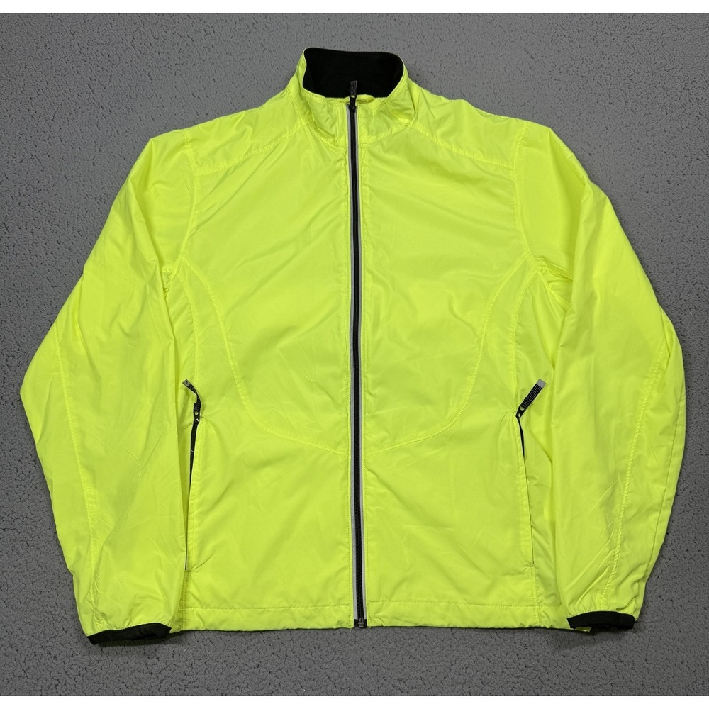 ASICS Jacket Mens Medium Yellow Relax-Fit Full Zip Running Windbreaker